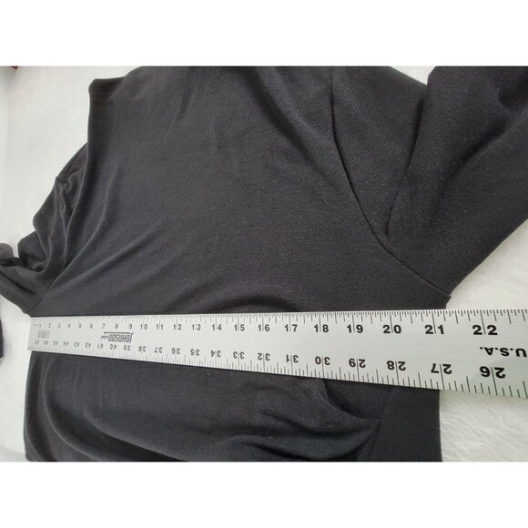 Clara Sunwoo Womens Sweater 1X Plus Black Long Sleeve Ruched Draped Neck NWT - Picture 7 of 8